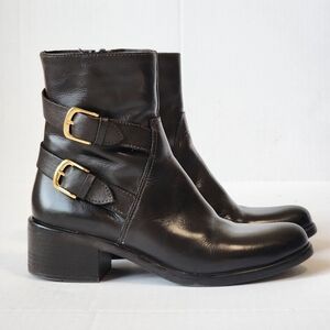 Emanuele Crasto Italy 38/7 Brown Soft Leather Biker Moto Combat Boots Edgy comfy